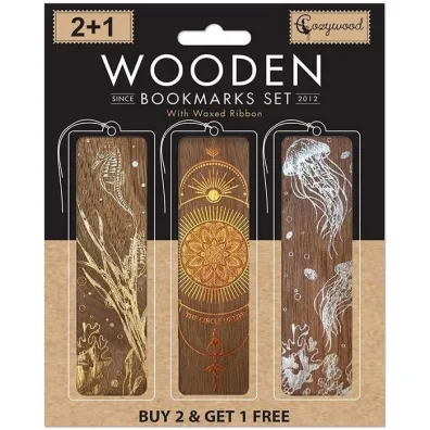 Cozywood Zak�adki drewniane do ksi��ki 2+1 Z�ote 3 szt.