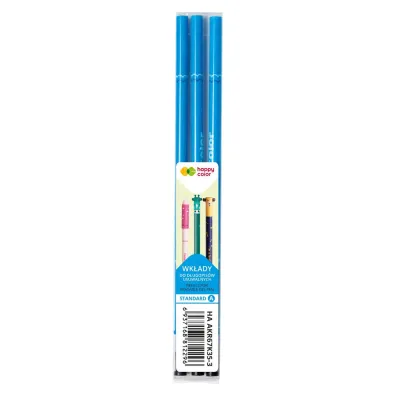 Happy Color Wk�ady do d�ugopisu wymazywalnego Standard A, niebieskie, 0.5 mm, 3 sztuki niebieski