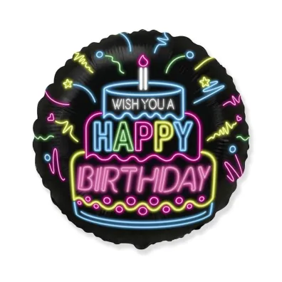 Balon foliowy Happy Birthday neon 45cm