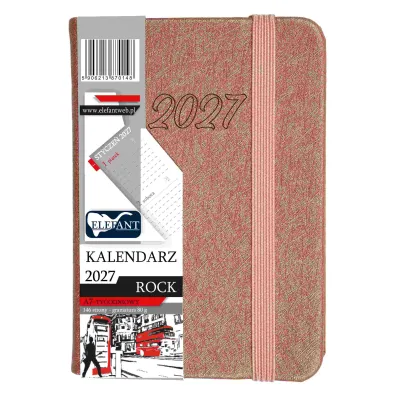 Kalendarz 2027 Rock A7 tygodniowy miedziany