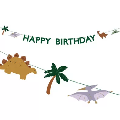 PartyDeco Baner Happy Birthday Dino 3m