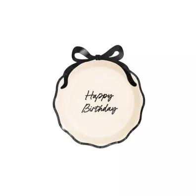 PartyDeco Talerzyki Happy Birthday z kokardk� 24cm 6 szt