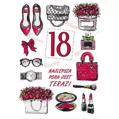 Stamp Karnet Party naklejany B6 + koperta Urodziny 18