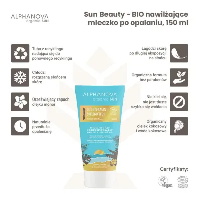 Alphanova Sun Beauty, Bio Nawil�aj�ce mleczko po opalaniu do twarzy i cia�a 150 ml