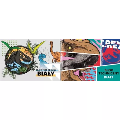 Beniamin Blok techniczny A4/10K bia�y Jurassic park mix