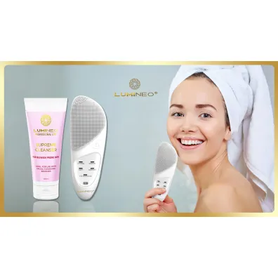 Szczoteczka do twarzy LUMIENO SONIC per�owa + �el do sk�ry problematycznej