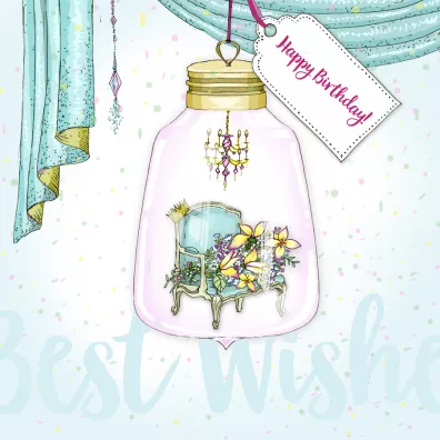 Clear Creations Karnet Swarovski kwadrat CL2811 Urodziny fotel