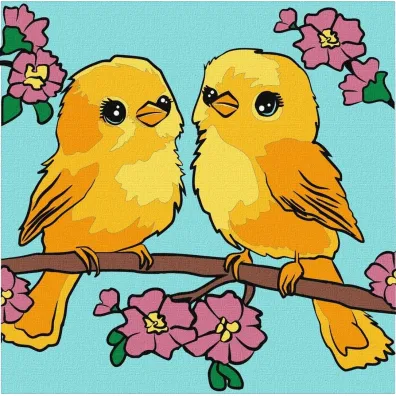 Malowanie po numerach - T�czowe ptaki Kids 25x25cm Ideyka