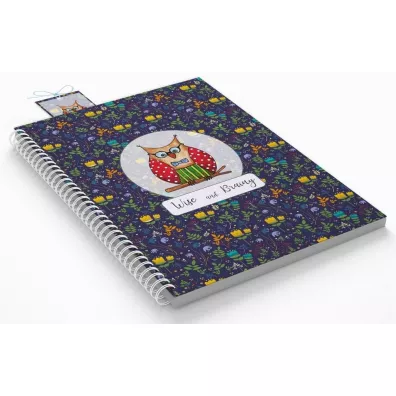 Cozywood Koonotatnik ozdobny Sowa B5 z zakadk kratka 80 kartek