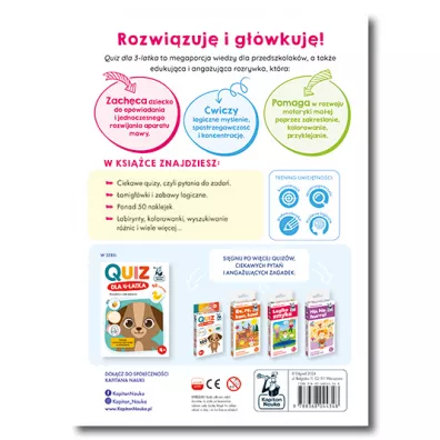 Quiz dla 3-latka. Ksika z naklejkami. Kapitan Nauka