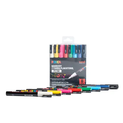 Uni Mitsubishi Pencil Markery PC-3M Posca Uni 8 szt.