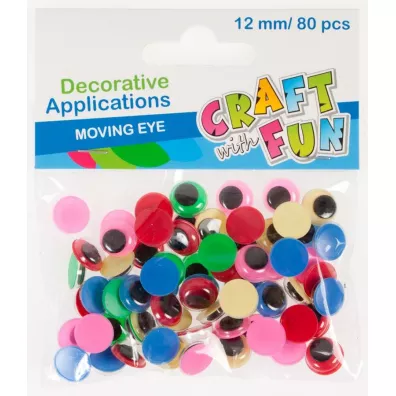 Craft with Fun Ozdoba dekoracyjna kolorowe oczy 12mm