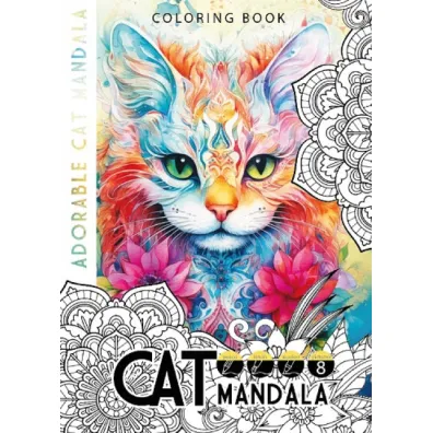 Kolorowanka A4 8 obrazk�w Cat mandala Koty