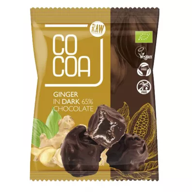 Cocoa Imbir kandyzowany w ciemnej czekoladzie 65% 70 g Bio