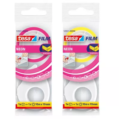 Tesa Ta�ma biurowa neon + mini dozownik 10m x 19mm