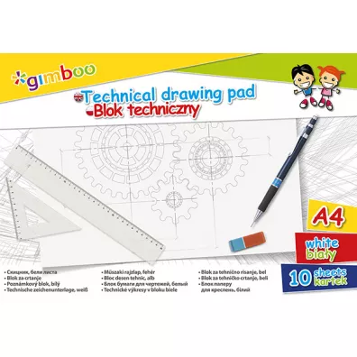 Gimboo Blok techniczny A3 bia�y 150 g 10 kartek