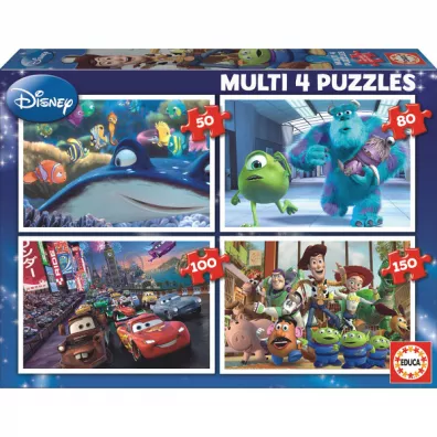 Puzzle 4w1 - Bohaterowie bajek (50+80+100+150 el.) Educa