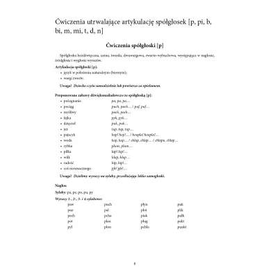 Pomagamy dziecku z op�nionym rozwojem mowy Utrwalanie g�osek p, pi, b, bi, m, mi, t, d, n