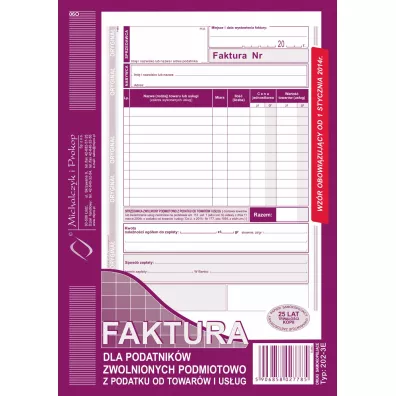 Michalczyk i Prokop Druk Faktura dla podatnik�w zwolnionych z podatku A5