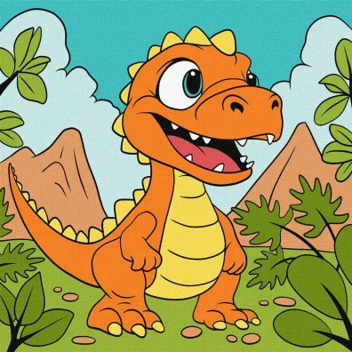 Malowanie po numerach - �mieszny dinozaur Kids 25x25cm Ideyka