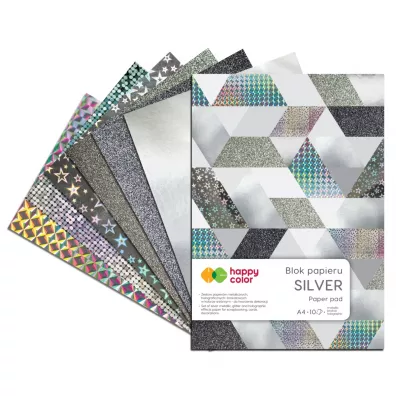 Happy Color Blok z motywami SILVER, A4, 150-230g, 10 arkuszy 10 kartek