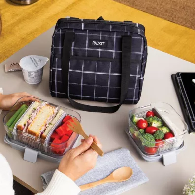 Pack It Torba termiczna na lunch z rczkami, czarna krata