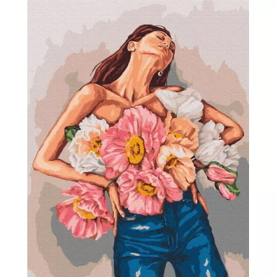 Twoje Hobby Malowanie po numerach - Dziewczyna w piwoniach 40x50cm