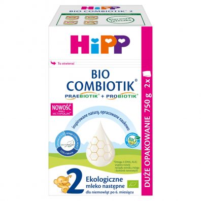 Hipp Combiotik 2 Mleko następne dla niemowląt po 6. miesiącu 2 x 375 g Bio