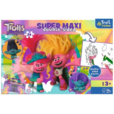 Puzzle dwustronne 24 el. Super Maxi. Weso�y dzie� Trolli Trefl