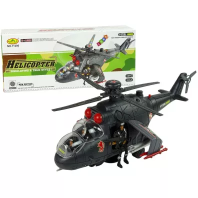 Helikopter czarny �wiat�o d�wi�k LeanToys