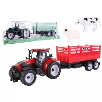 Traktor z przyczep� burtow� i zwierz�tami mix Pro Kids