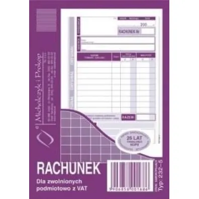 Tetis Druk Rachunek/Zwolnienie z podatku VAT A6