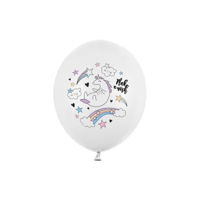 PartyDeco Balony 30cm Jednoro�ec Pastel PureWhite A6 64194 6 szt.