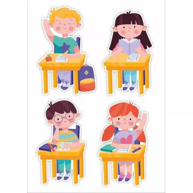 LearnHow Dekoracje szkolne - Dzieci w �awkach (du�y napis)