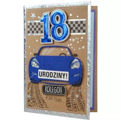 Kukartka Karnet B6 FR-002 Urodziny 18 m�skie