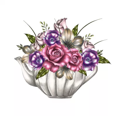 Clear Creations Karnet Swarovski kwadrat CL0329 Kwiaty w imbryku