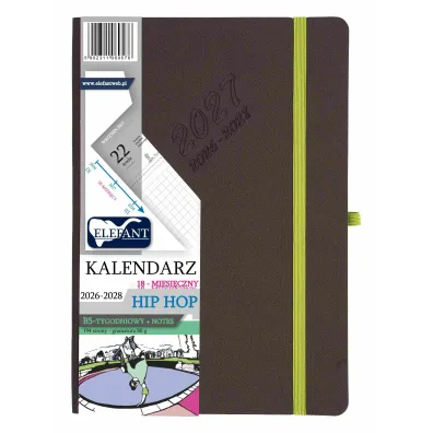 Kalendarz 2026/2028 18 m-cy. Hip hop B5 tygodniowy szary
