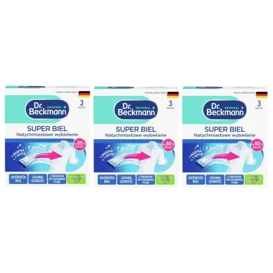 Dr. Beckmann Super Biel do wybielania tkanin w saszetkach Zestaw 3 x 3 x 40 g