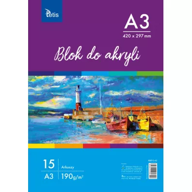 Tetis Blok do akryli A3 15 kartek