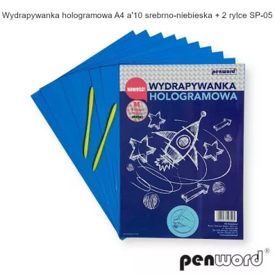 Wydrapywanka hologramowa A4 srebrno-niebieska Polsirhurt
