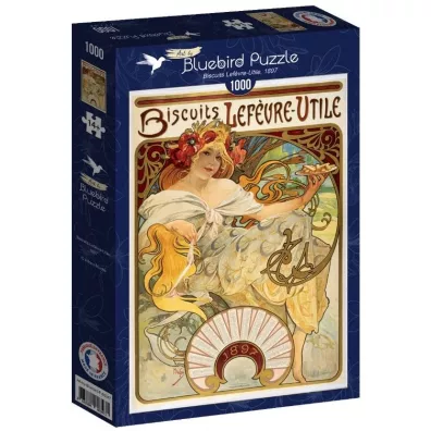 Puzzle 1000 el. Ciasteczka Lefevre-Utile, Alfons Mucha Bluebird Puzzle