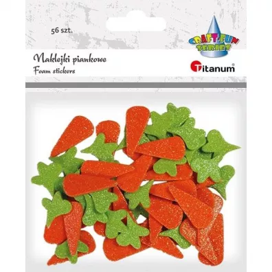 Titanum Naklejki piankowe brokatowe marchewki Wielkanoc 56 szt.