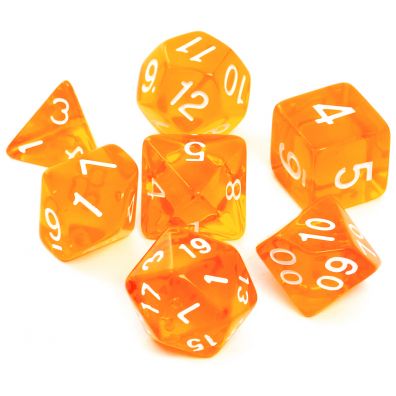 Komplet kości RPG - Kryształowe pomarańczowe Rebel