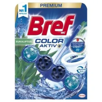 Bref WC Color Aktiv+ Zawieszka myj�co-zapachowa do muszli WC eukaliptus 50 g