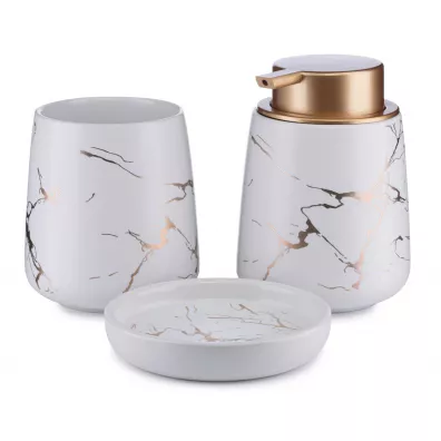 HowHomely Komplet azienkowy Sally White Gold biay, zoty