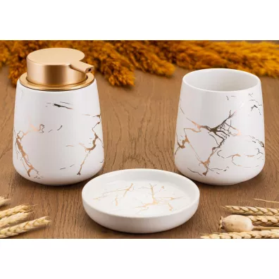 HowHomely Komplet azienkowy Sally White Gold biay, zoty