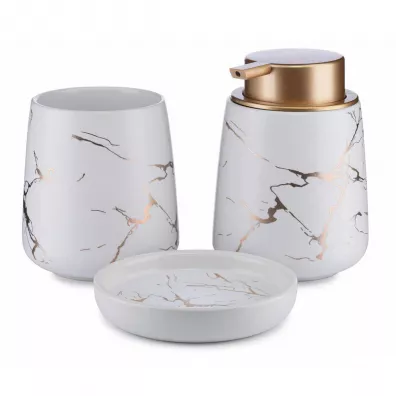 HowHomely Komplet azienkowy Sally White Gold biay, zoty