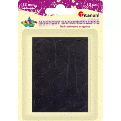 Titanum Magnesy samoprzylepne okr�g�e czarne 12 mm