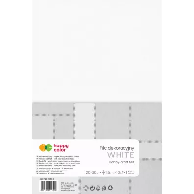 Happy Color Filc dekoracyjny bia�y 20x30cm, 1.5mm