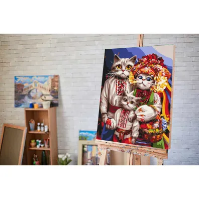 Twoje Hobby Malowanie po numerach - Rodzina kot�w huculskich 40x50cm